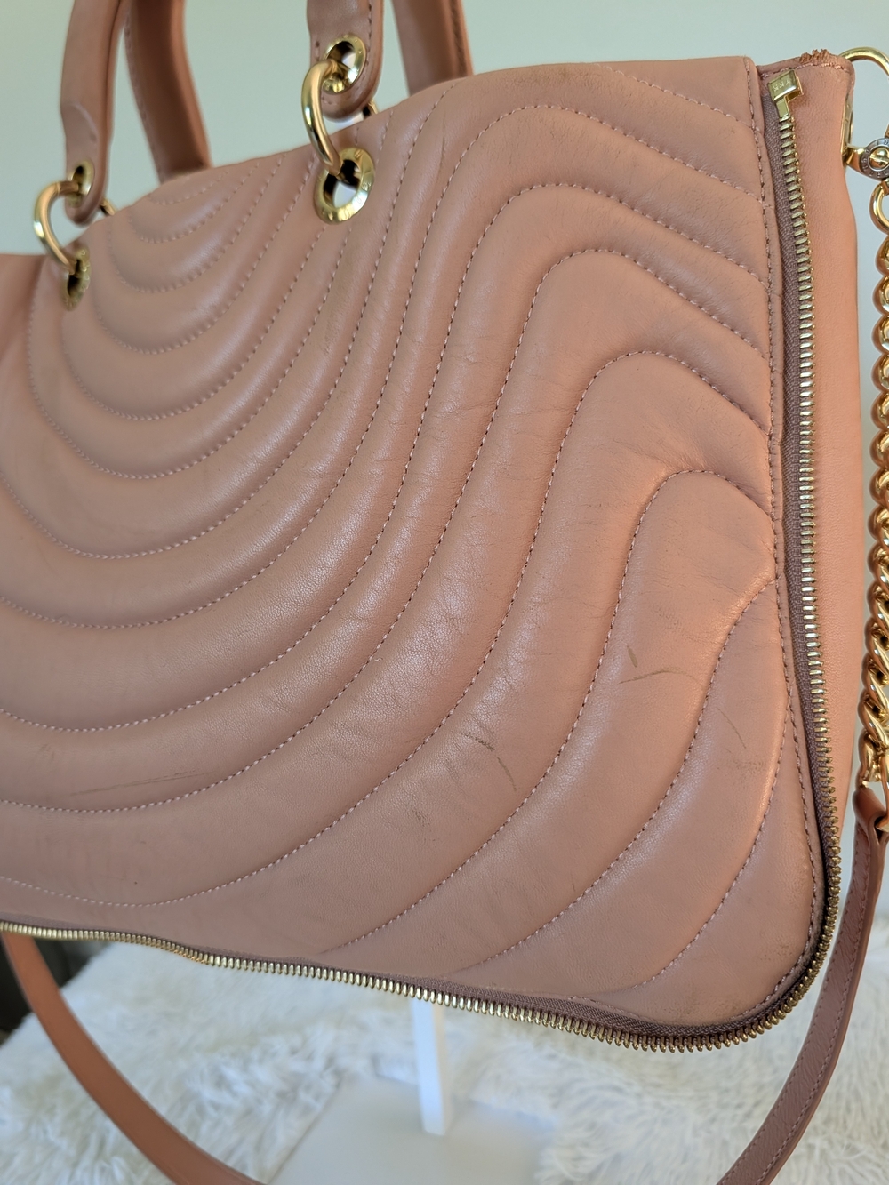 Henri Bendel No. 7 Pink Lambskin Quilted Tote - Picture 8 of 16